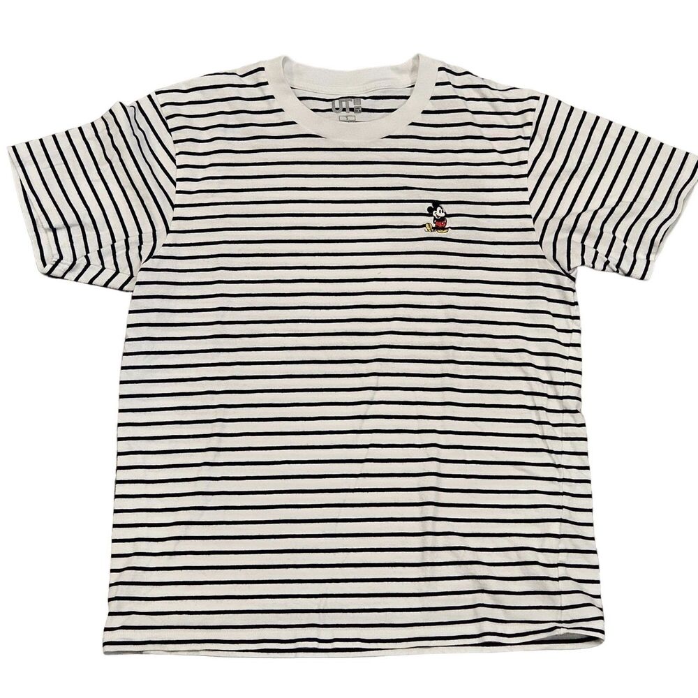 UT Uniqlo Women's Mickey Mouse Disney Striped Short Sleeve Shirt Size Small